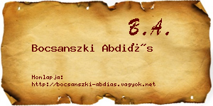 Bocsanszki Abdiás névjegykártya